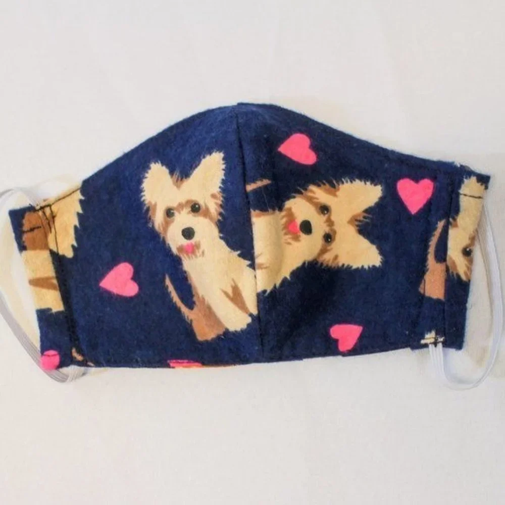 Flannel Yorkies - Youth Two Layer Reusable Washable Cotton Face Mask